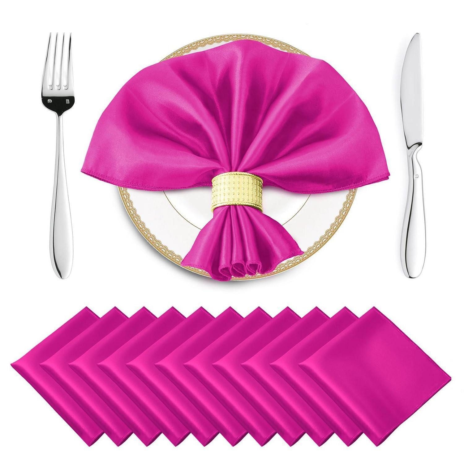 LuxusKollektion Stoffserviette Satin Servietten Hot Pink 16er Set, (16 St)