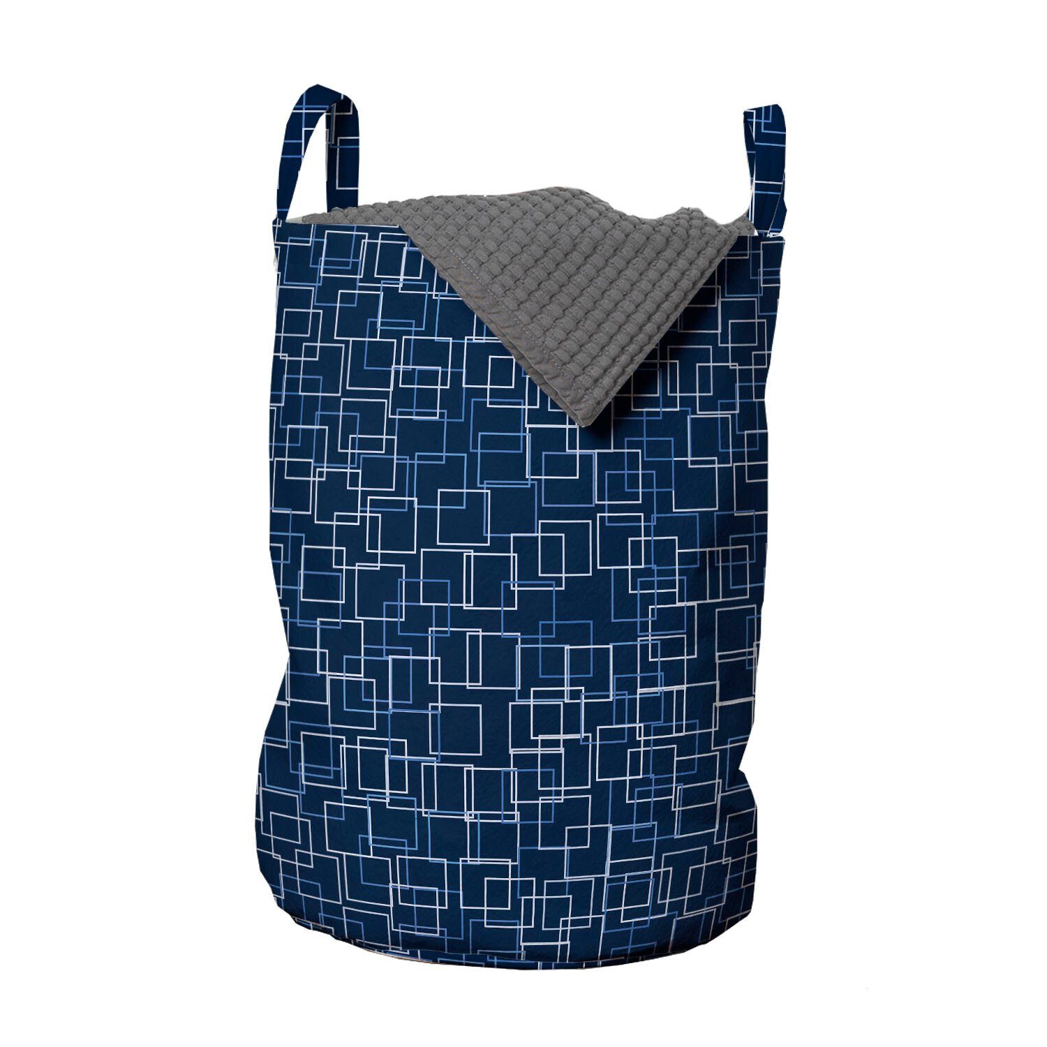 Abakuhaus Wäschesäckchen Wäschekorb mit Griffen Kordelzugverschluss für Waschsalons, Art Blue Überlappende Platz Forms