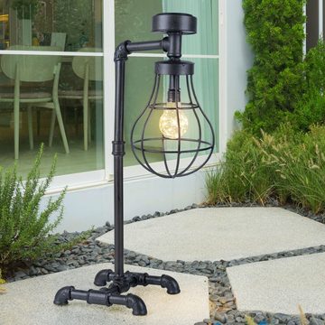 etc-shop Gartenleuchte, LED-Leuchtmittel fest verbaut, VINTAGE LED Solar Steh Stand Lampe Terrassen Guss Eisen