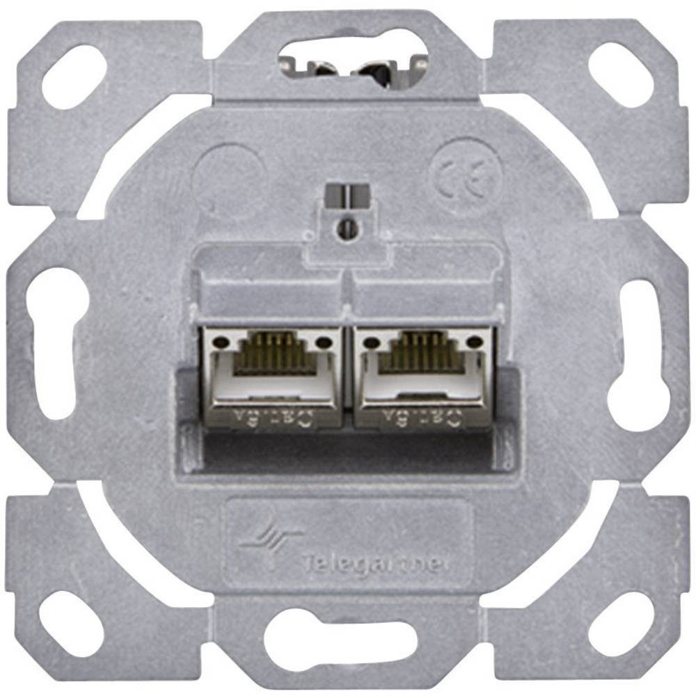 Telegärtner Design-Anschlussdose CAT 6A inkl. 2 Module CAT 6A Netzwerk-Adapter, Modulfähig