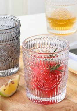 Cheffinger Gläser-Set Trinkgläser Set 270ml 6 Gläser Glas Wasser Limonade Vintage