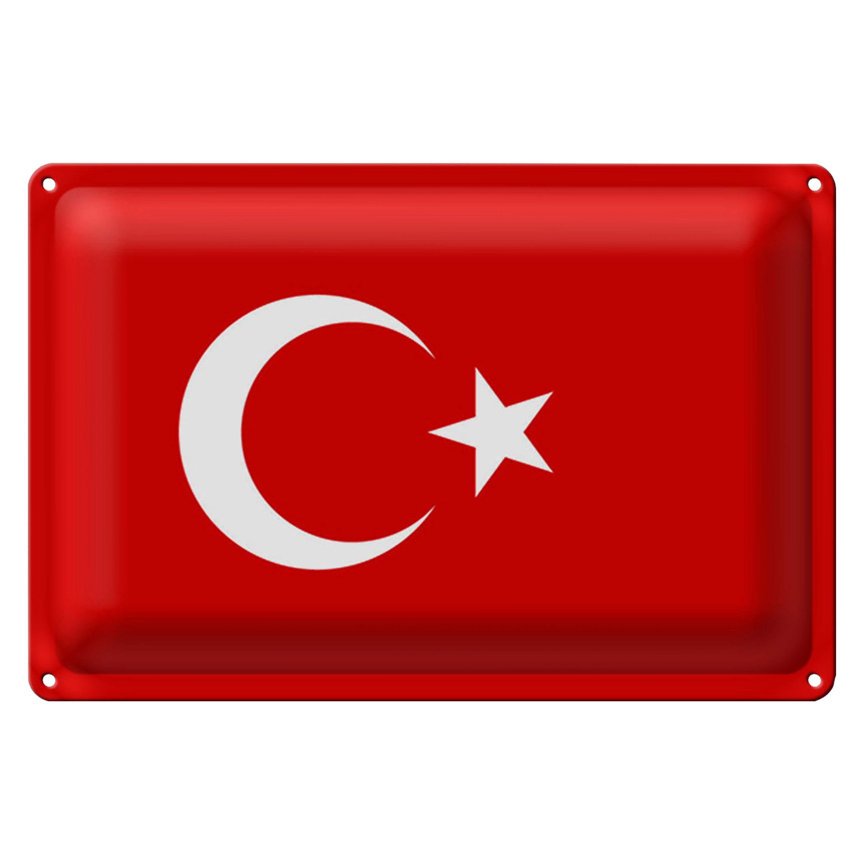 Roomando Metallschild Blechschild Flagge Türkei 30x20cm Flag of Turkey