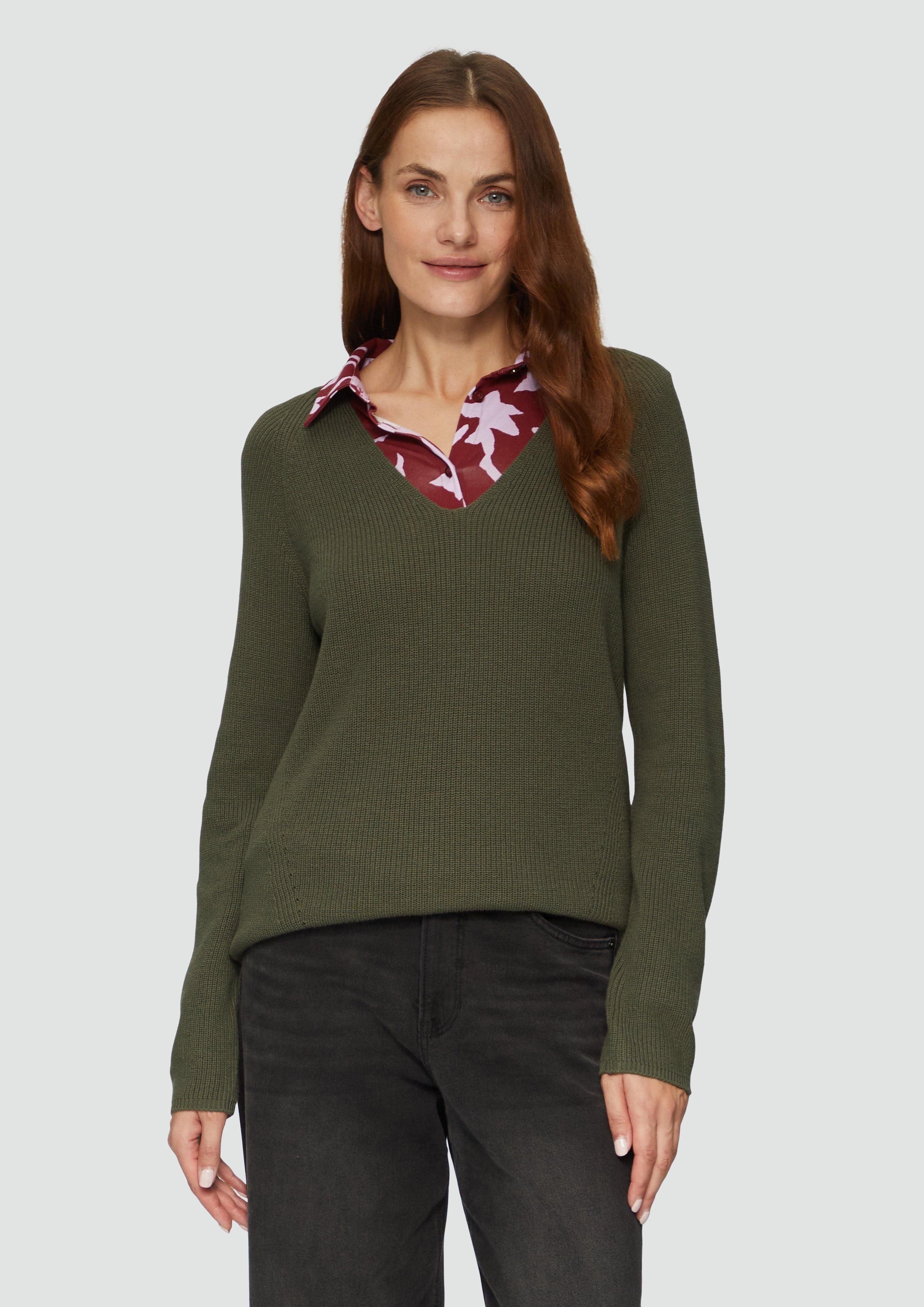 s.Oliver Strickpullover Strickpullover mit V-Ausschnitt aus günstig online kaufen