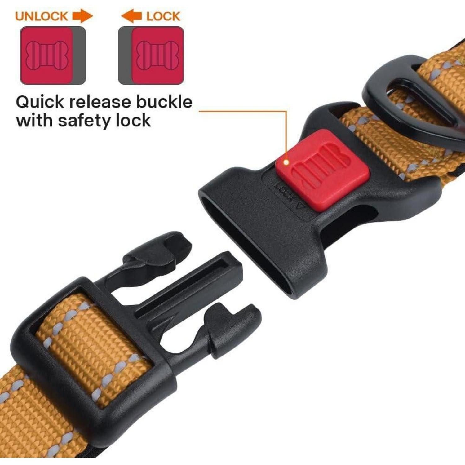 LuxusKollektion Hunde-Halsband Hundehalsband Neopren Verstellbar Reflektierend XL (45-70cm) Braun