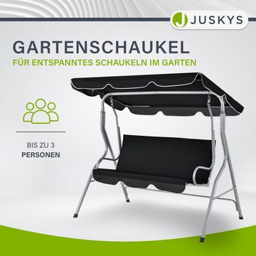 Juskys Hollywoodschaukel Cecina, 3-Sitzer, bis 200 kg, mit Dach und Sitzauflage, für Garten und Terrasse
