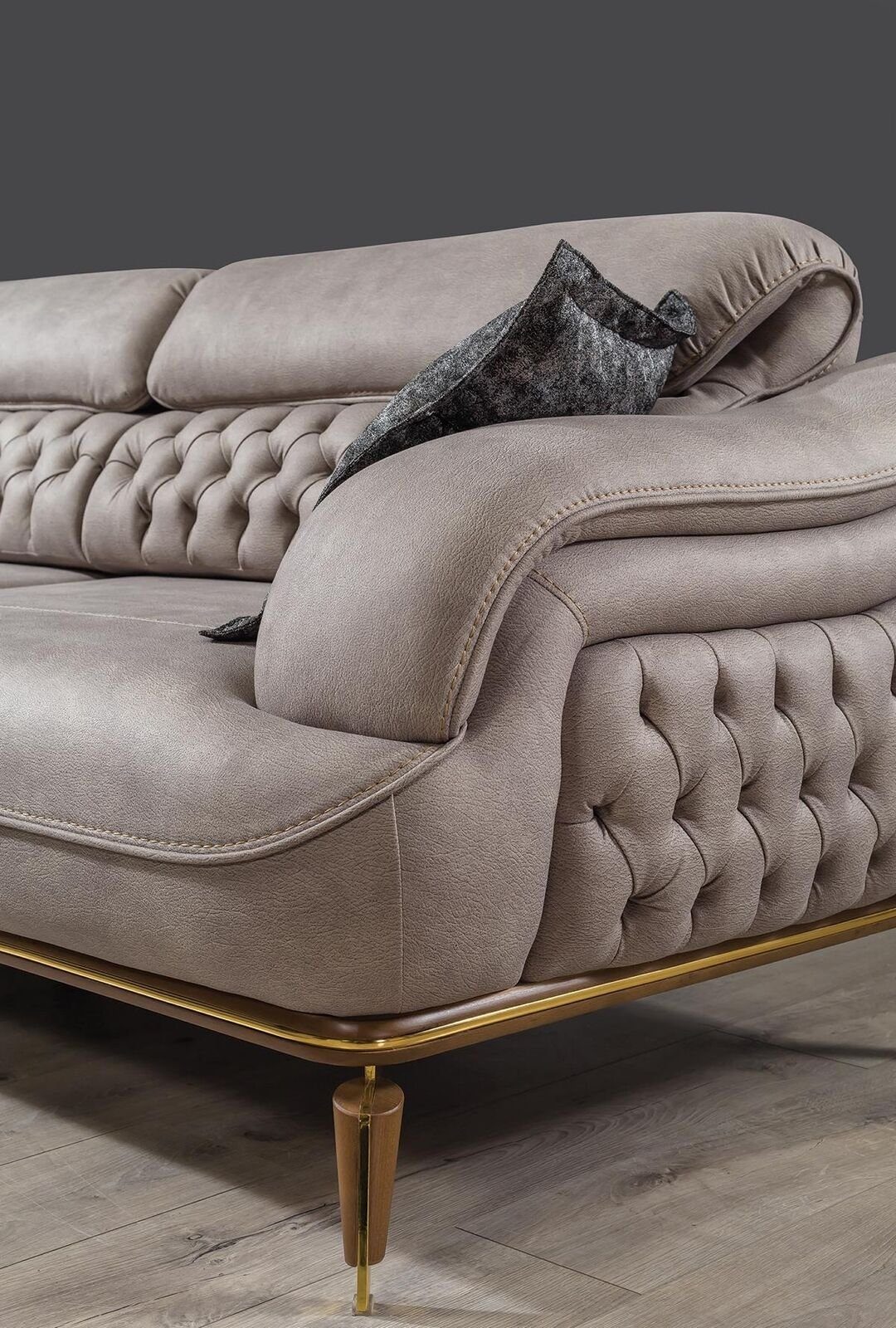 Luxus Sitzer JVmoebel Dreisitzer Chesterfield, in Stoff Teile, Sofas Design 1 Holz 3 Sofa Sofa Made Europa