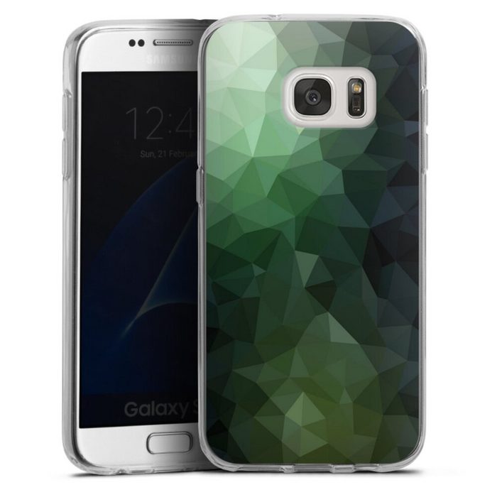 DeinDesign Handyhülle Tarnmuster Mosaik Geometric Polygonal Mosaic Green Samsung Galaxy S7 Silikon Hülle Bumper Case Handy Schutzhülle