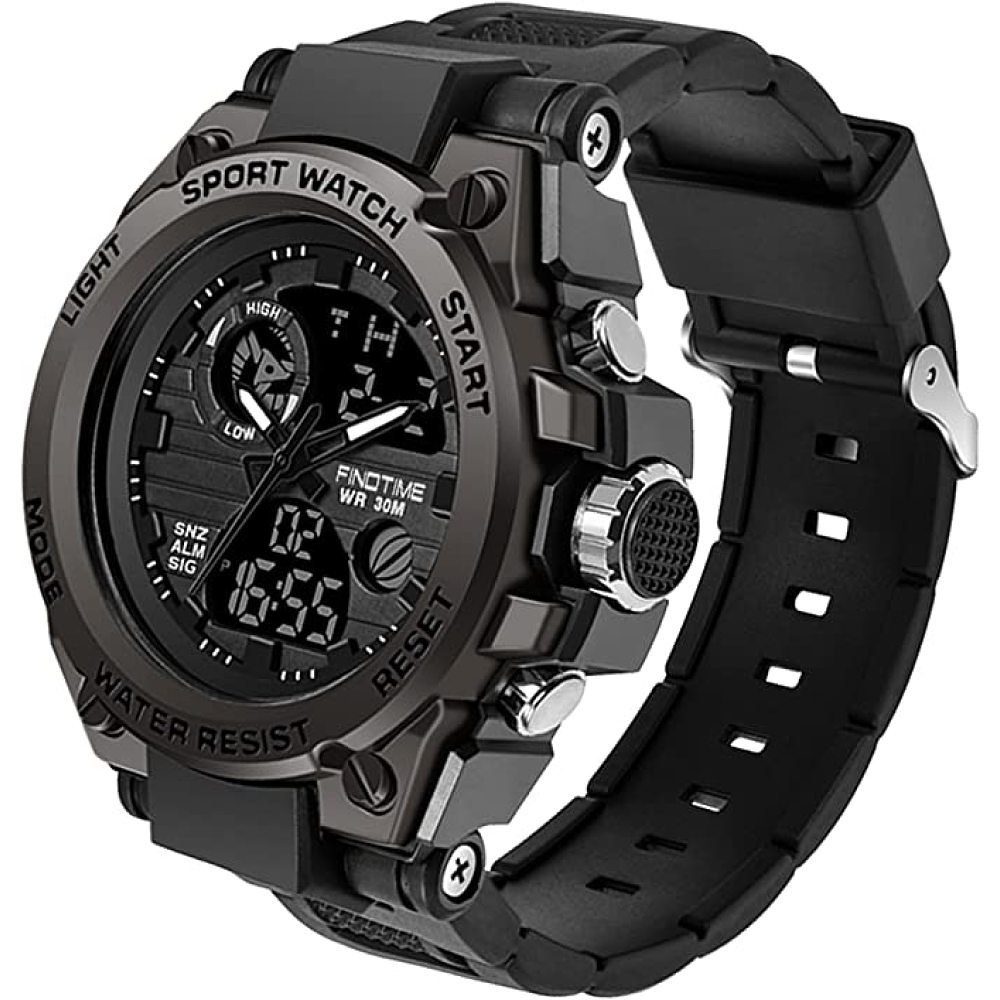 GelldG Digitaluhr Herren Uhren Sport Militär Große Armbanduhr Outdoor Digitaluhren, (1-tlg) ‎‎Schwarz