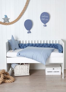 Nordic Coast Company Wanddekoobjekt, Dekokissen Ballon Blau aus 100% zertifizierte Baumwolle Bezug abnehmbar Wanddekoration Babykissen Junge Mädchen ideal als Geschenk