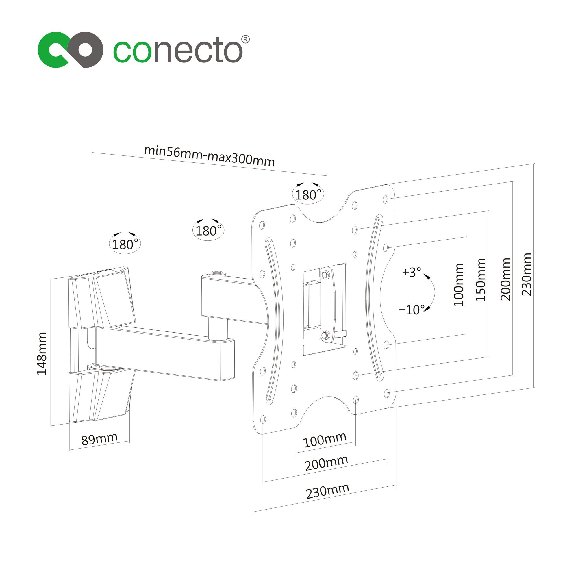 conecto TV-Wandhalterung TV Wandhalter für LCD LED Fernseher & Monitor, (bis 42 Zoll, neigbar, schwenkbar)