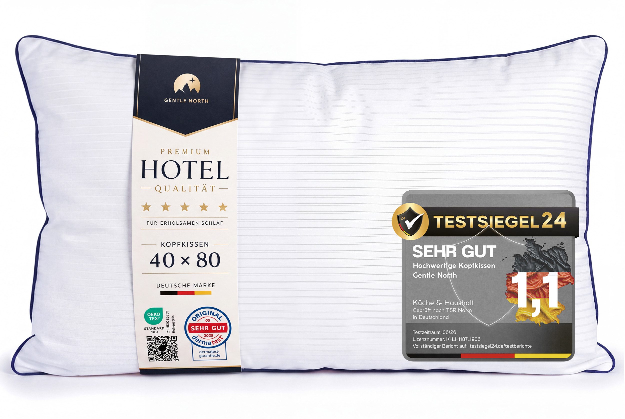 Gentle North Microfaserkissen Kopfkissen in Hotelqualität - Einzeln oder im 2er Set - 60° Waschbar, Füllung: Polyester, Rückenschläfer, Seitenschläfer, Bauchschläfer, Comfort, Reißverschluss für Füllung - Made in EU - allergikerfreundlich