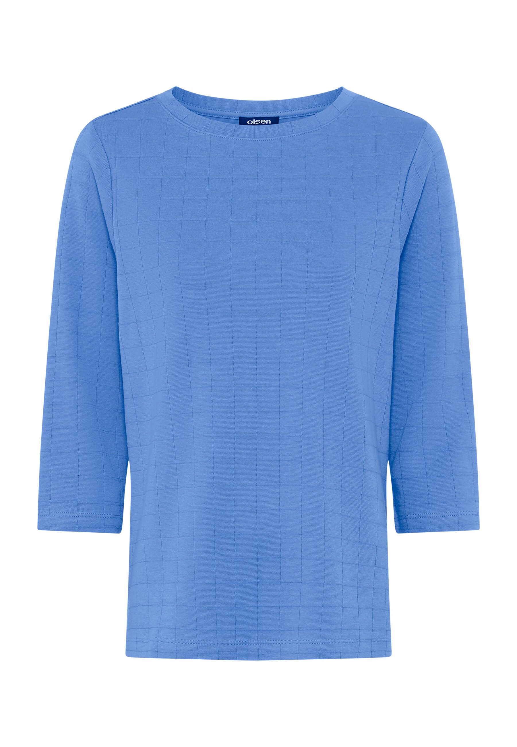 Olsen T-Shirt Shirt mit Karomuster und 3/4-Ärmeln