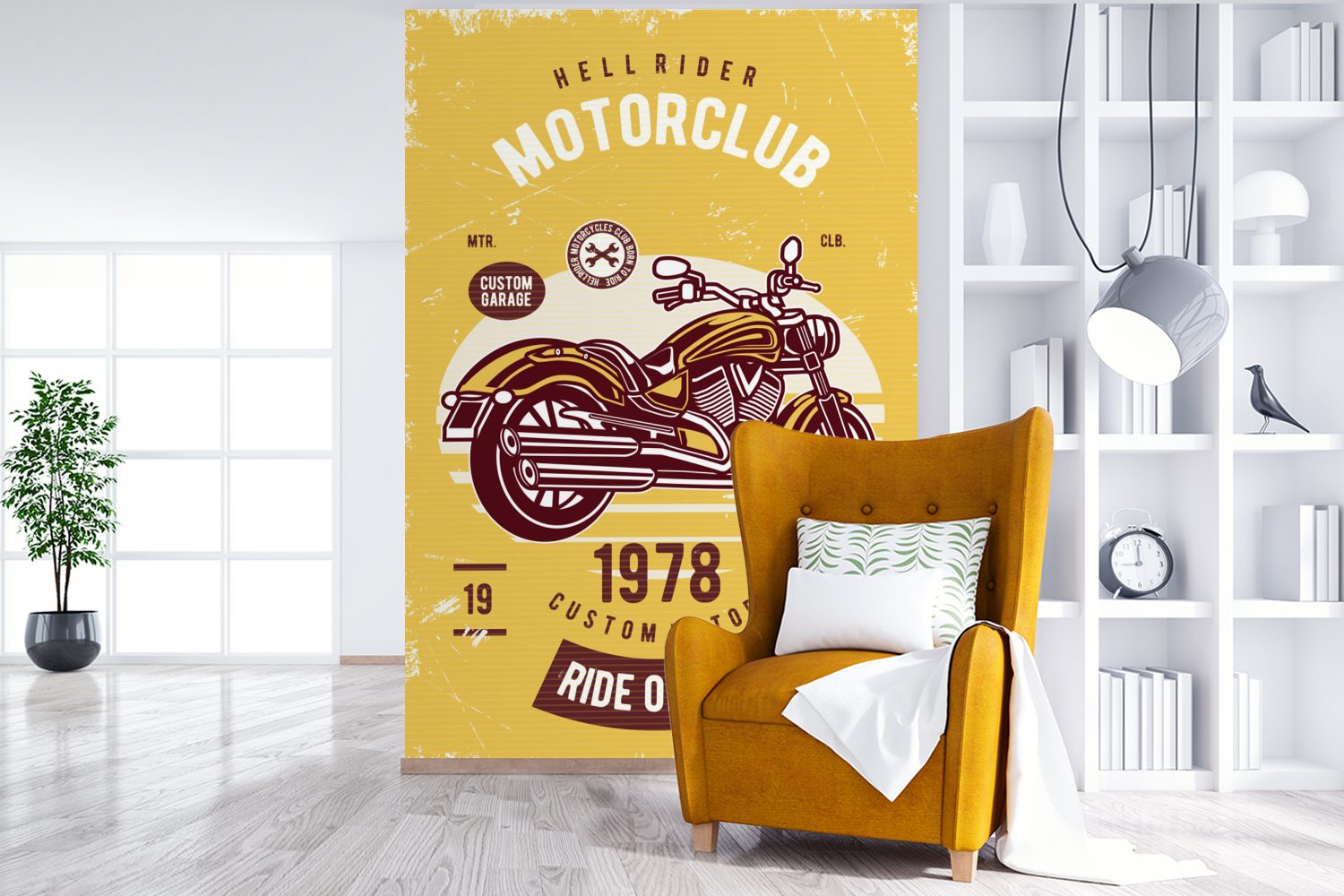 Tapete für - - MuchoWow Matt, bedruckt, Wandtapete Motorrad - St), Fototapete Vintage Zitat, Vinyl (3 Wohnzimmer, Zeichnung Montagefertig