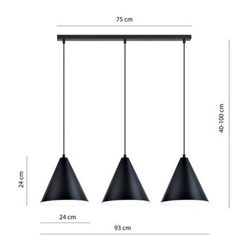 Licht-Erlebnisse Pendelleuchte LILIA, ohne Leuchtmittel, Metall E27 H: max. 100 cm Schwarz Weiß 3-flammig