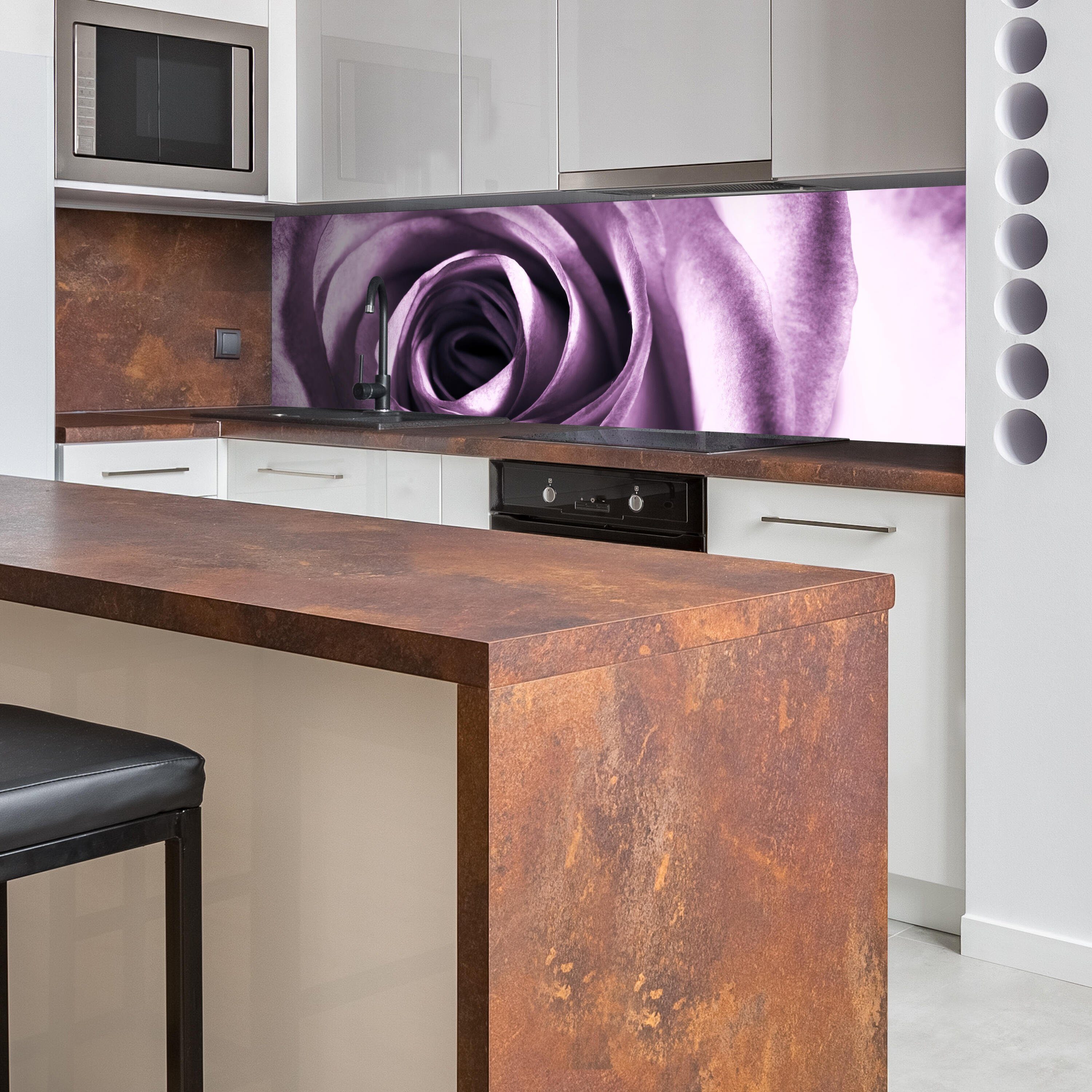 violette Rose, wandmotiv24 (1-tlg), Küchenrückwand Premium Größen in Hartschaum Nischenrückwand versch.