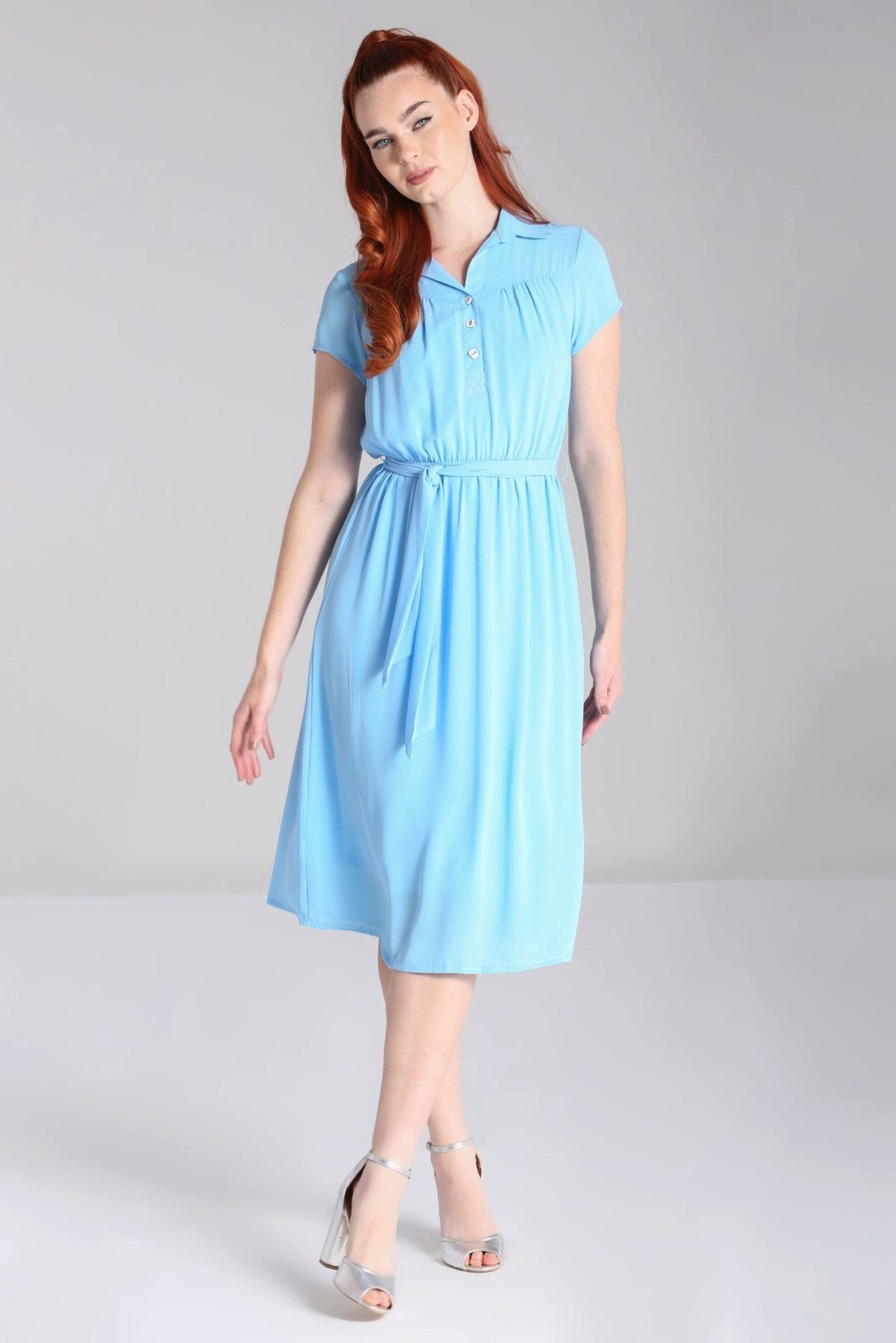 Hell Bunny A-Linien-Kleid Pearl Blusenkleid Retro Vintage Chiffon 50er 40er