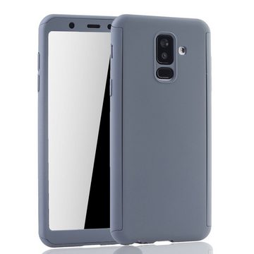 König Design Handyhülle Samsung Galaxy A6 Plus (2018), Samsung Galaxy A6 Plus (2018) Handyhülle 360 Grad Schutz Full Cover Grau