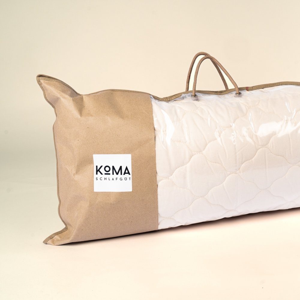 KOMA schlafgut Naturfaserkopfkissen Kapok Bio Kopfkissen Premium, Füllung: Kapok, Bezug: kbA Bio Baumwolle Perkal, - vegan, nachhaltig, Bio - Qualität Handmade in Germany