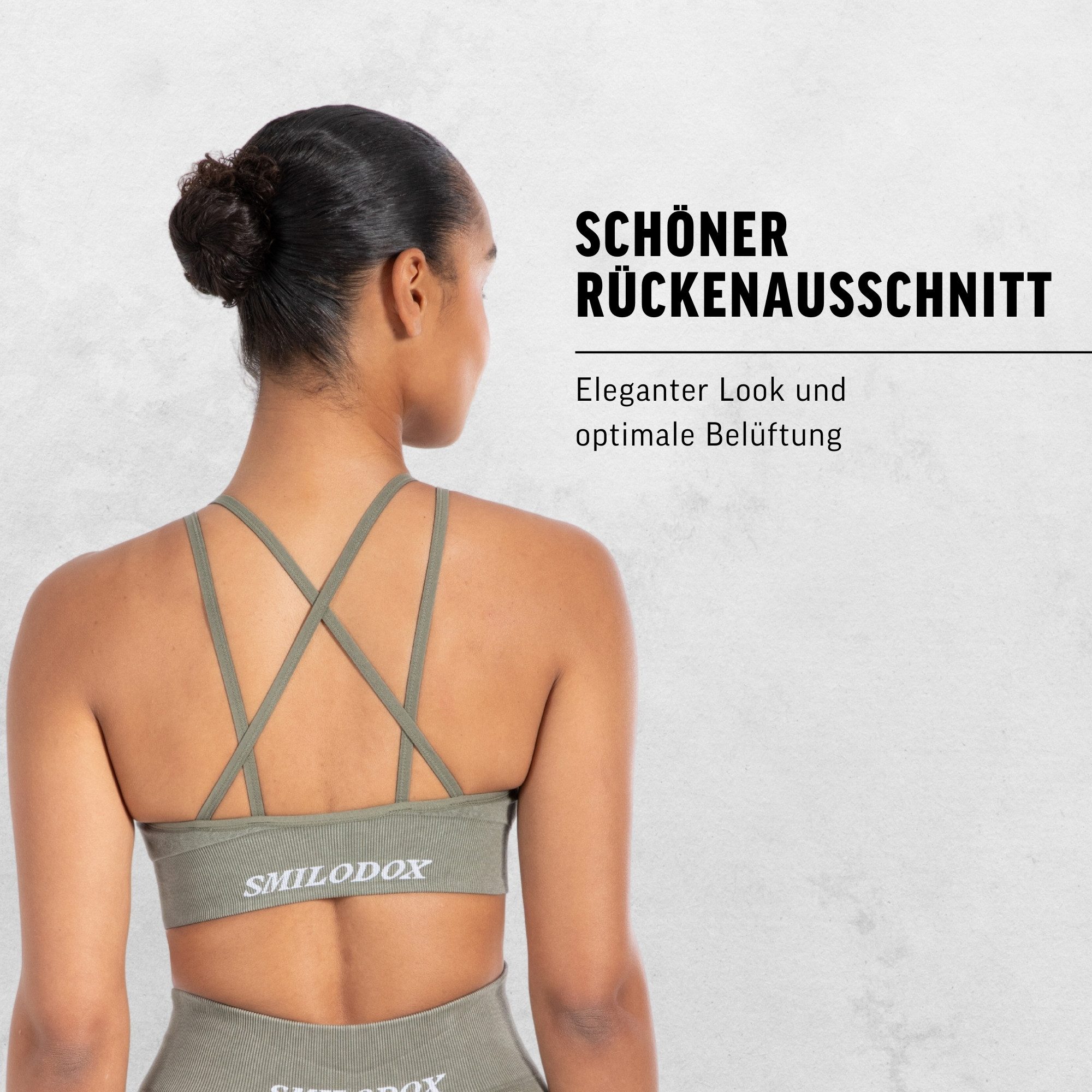 Smilodox Sport-BH Batik Acid Cross, Sport Bra mit V-Ausschnitt, Fester Halt Seamless Crop Top ohne Bügel Atmungsaktiv Bustier Sport Yoga Bra