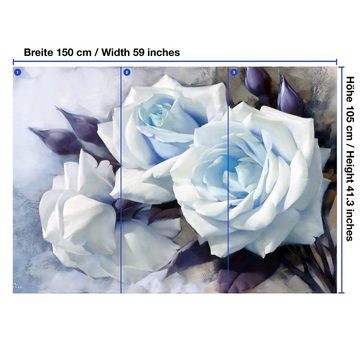 wandmotiv24 Fototapete Rosen blau Rose, glatt, Wandtapete, Motivtapete, matt, Vliestapete