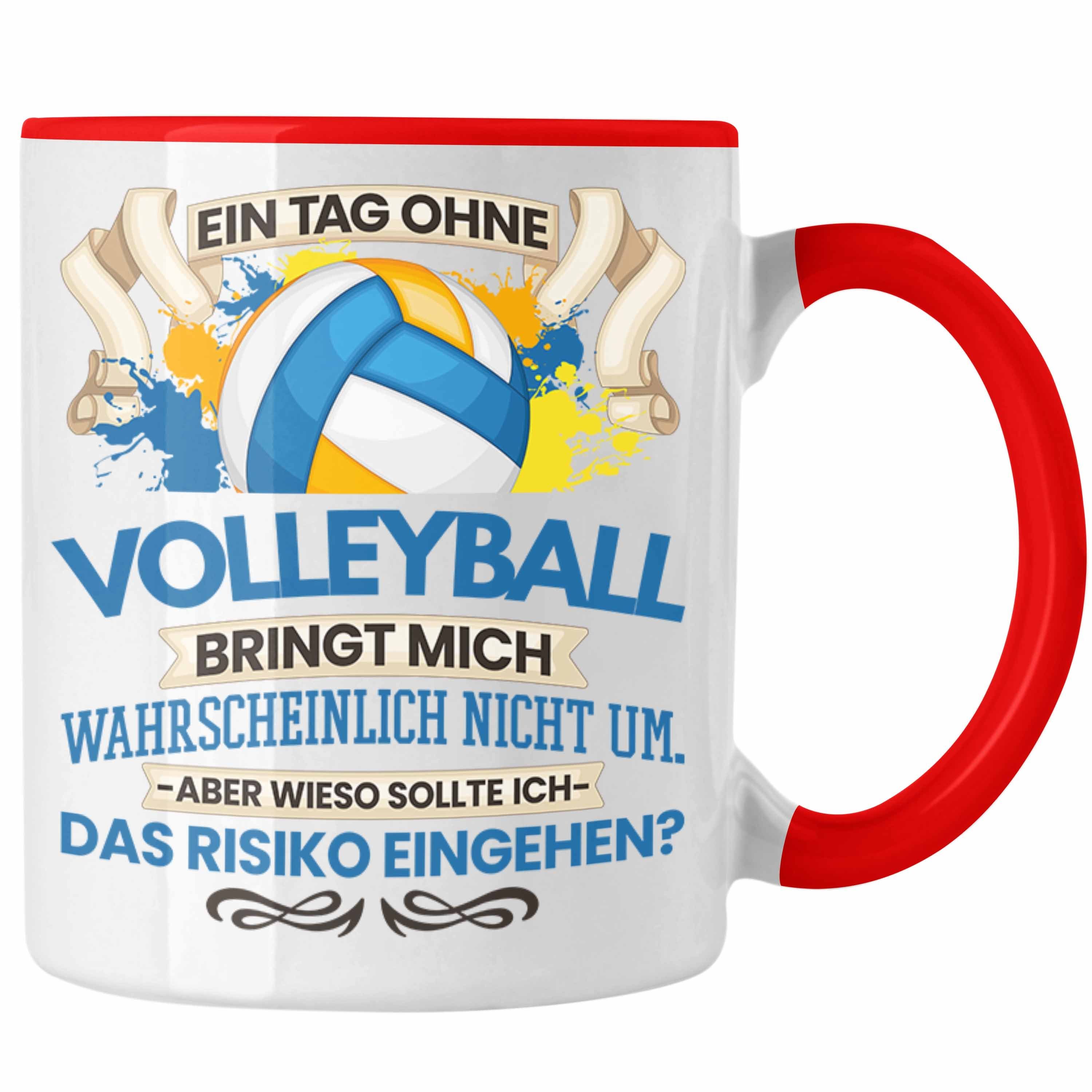Trendation Tasse Trendation - Volleyball Tasse Geschenk für Volleyball-Trainer Spieler Rot
