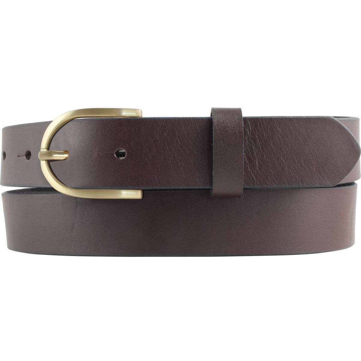 BELTINGER Ledergürtel Überlängen-Gürtel für Damen aus Vollrindleder 3 cm - Damen-Gürtel mit Braun, Gold