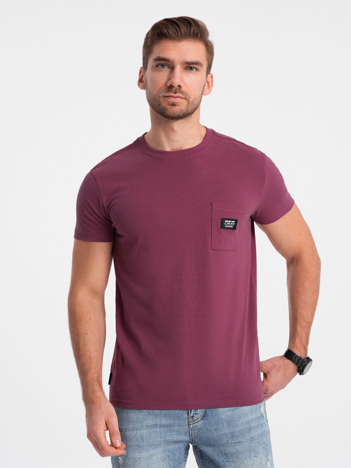 OMBRE T-Shirt Casual Herren-T-Shirt mit aufgesetzter Tasche
