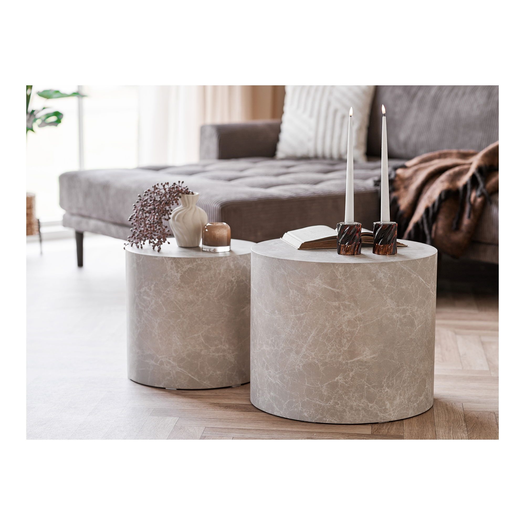 freiraum Satztisch Prague, (2-tlg) in Marmor, MDF, Marmor-Dekor - 40x48cm (HxD)