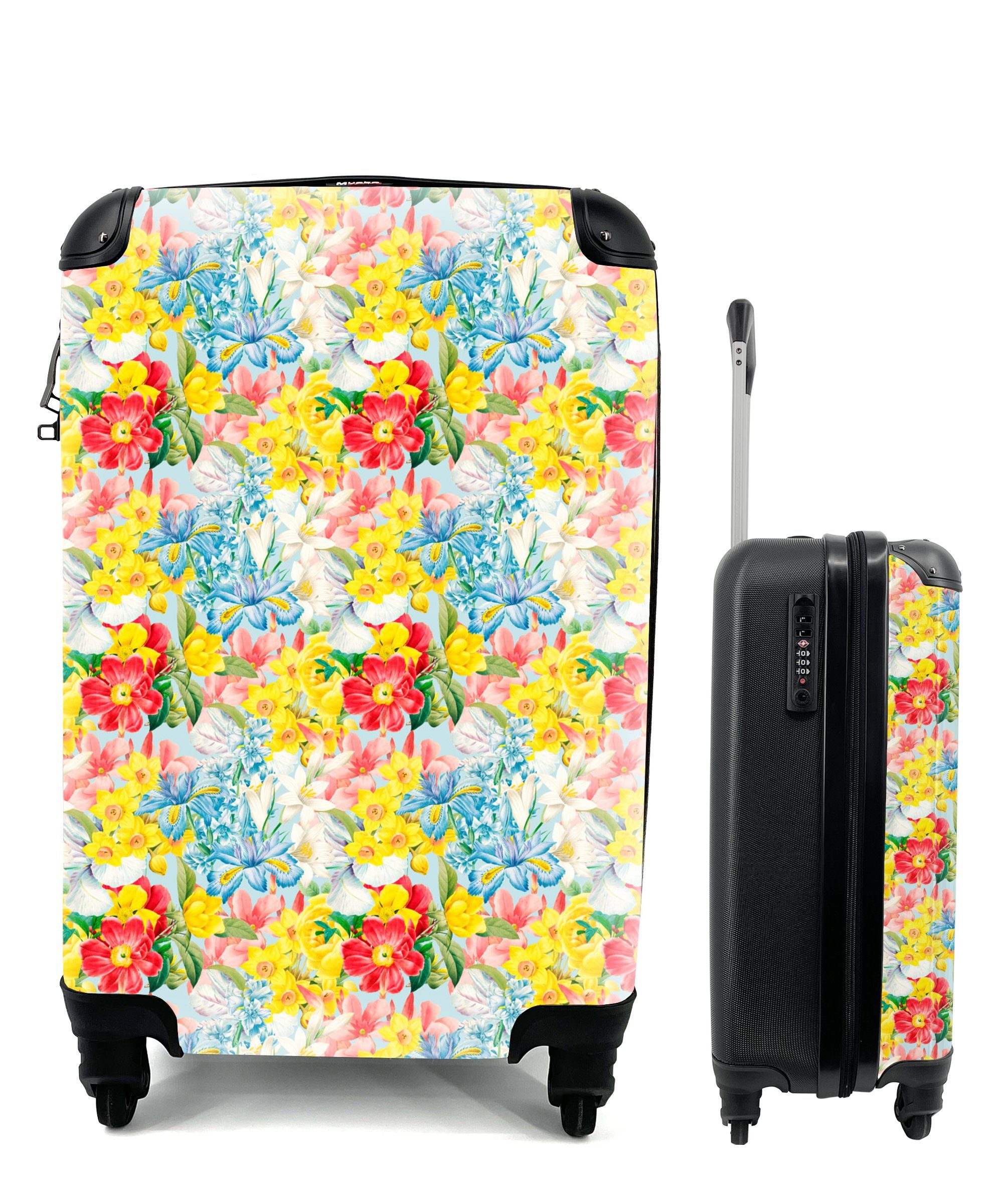 Reisetasche mit Sommer Muster, Ferien, rollen, Handgepäckkoffer 4 für - Handgepäck - Reisekoffer Trolley, Rollen, Blumen MuchoWow