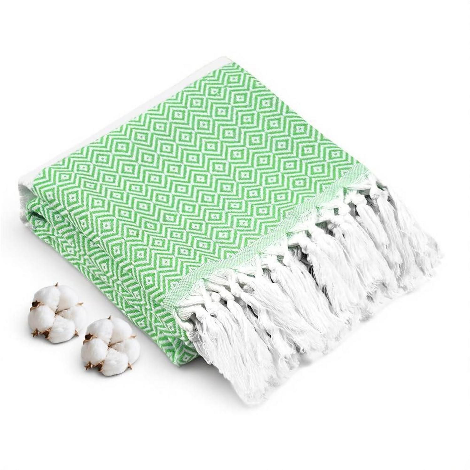 LuxusKollektion Hamamtuch Hamamtuch Baumwolle 180x100cm Grün, (1-St)