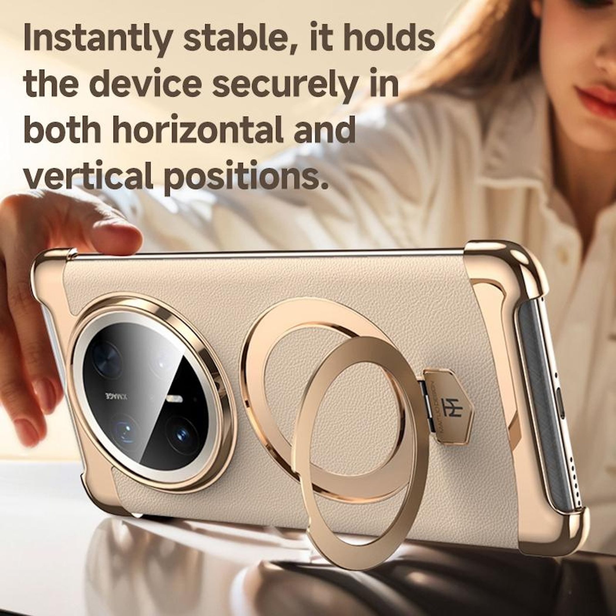 Wigento Handyhülle Für Honor Magic 8 Pro Kunstleder MagSafe Ring Halterung Hülle Schwarz, MagSafe kompatibel, Ring Halterung, Kameraschutz – Bild 5 von 5