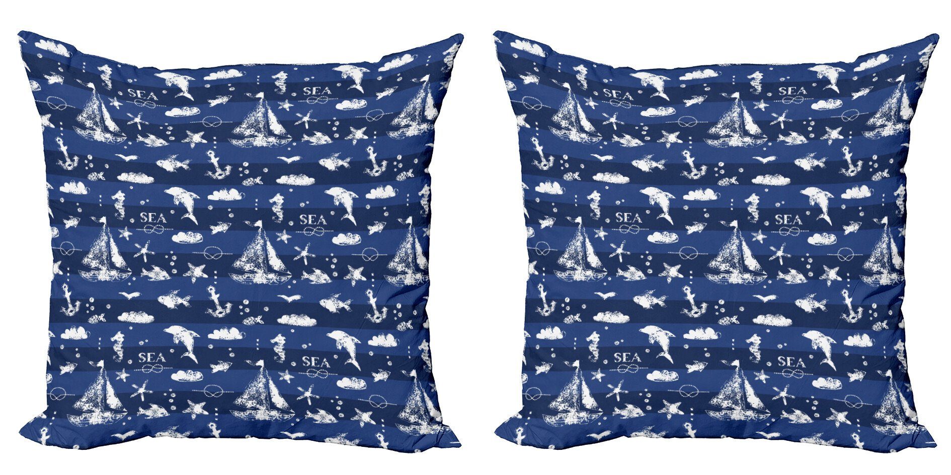 Schiff Abakuhaus Anchor Digitaldruck, Stück), blau Modern Navy Grunge Kissenbezüge Accent (2 Doppelseitiger