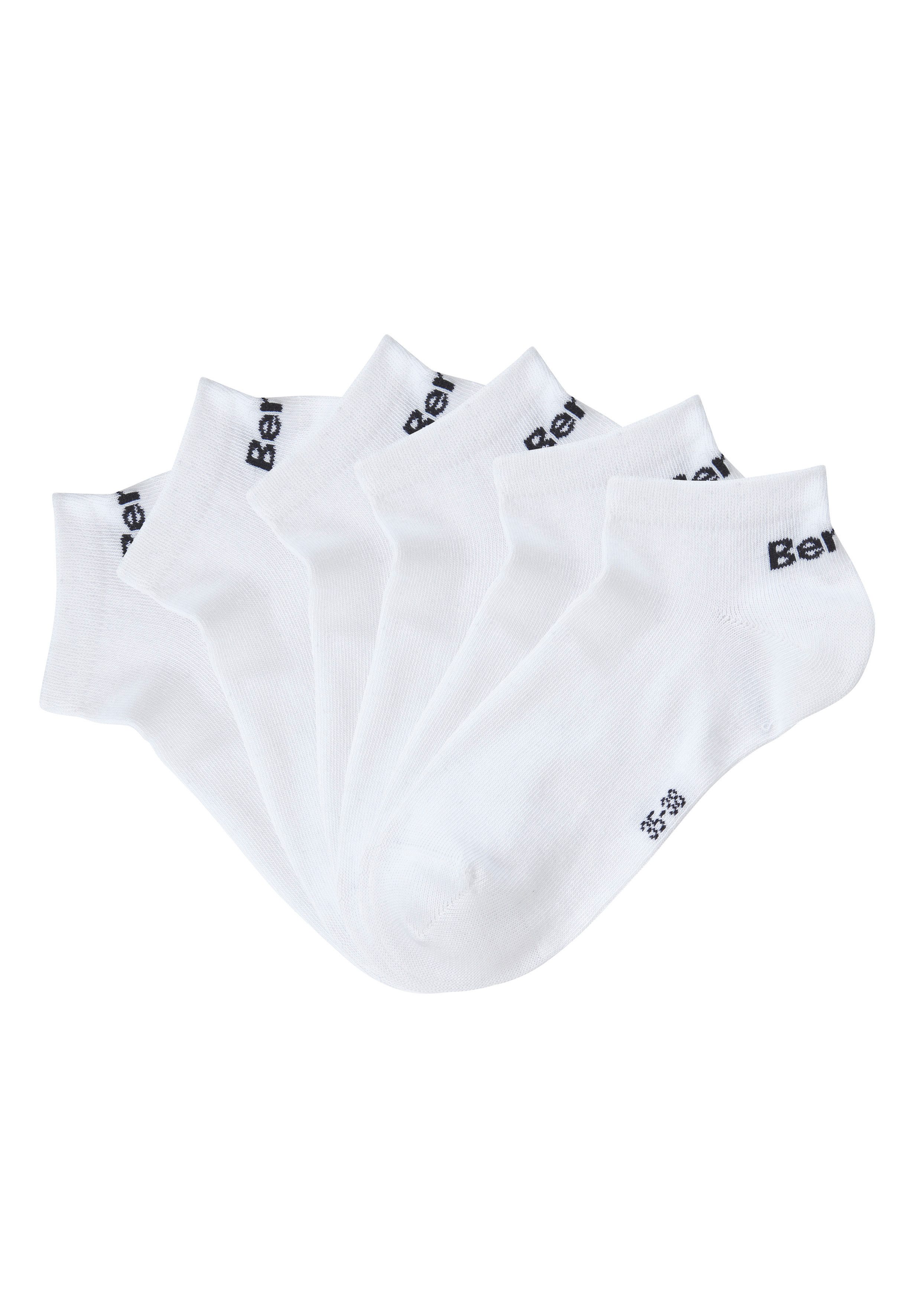 Bench. Sneakersocken für Damen und Herren in Baumwollmischung, für Sport und Freizeit (Packung, 6-Paar, Gr. 35-38 bis 43-46) mit klassischem Logoschriftzug, ohne Frottee