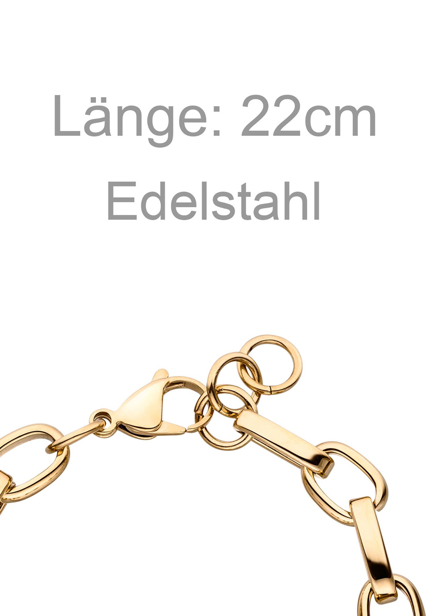 JOBO Armband Statement, Edelstahl goldfarben 22 cm