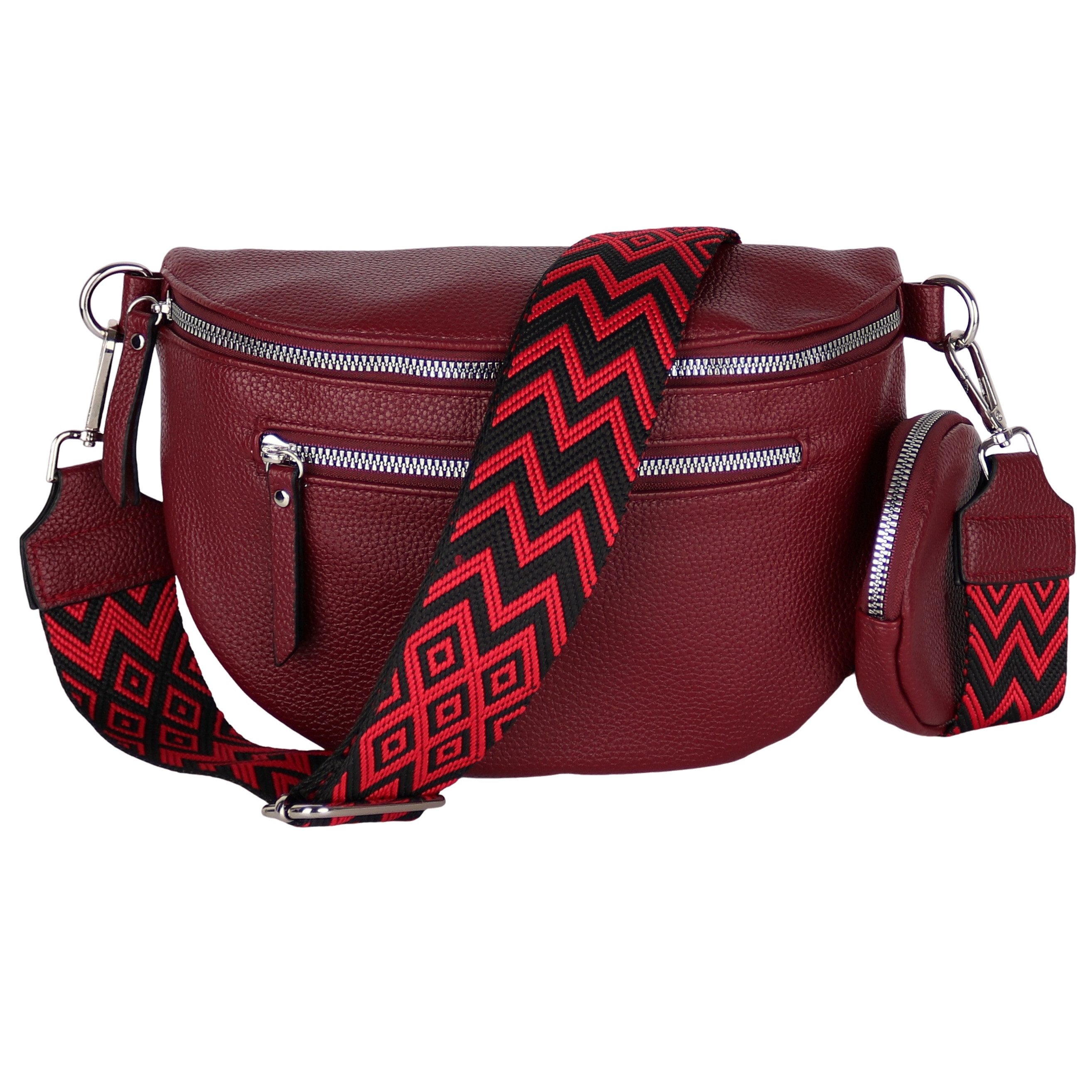 MIRROSI Bauchtasche Damen Taschen, Umhängetasche, Brusttasche, 27x19x9cm Veganes Leder (Schultertasche für jeden Anlass, inkl.1x Münzbeutel), Crossbody Bag, Bohemian gemusterten& verstellbaren Schulterriemen
