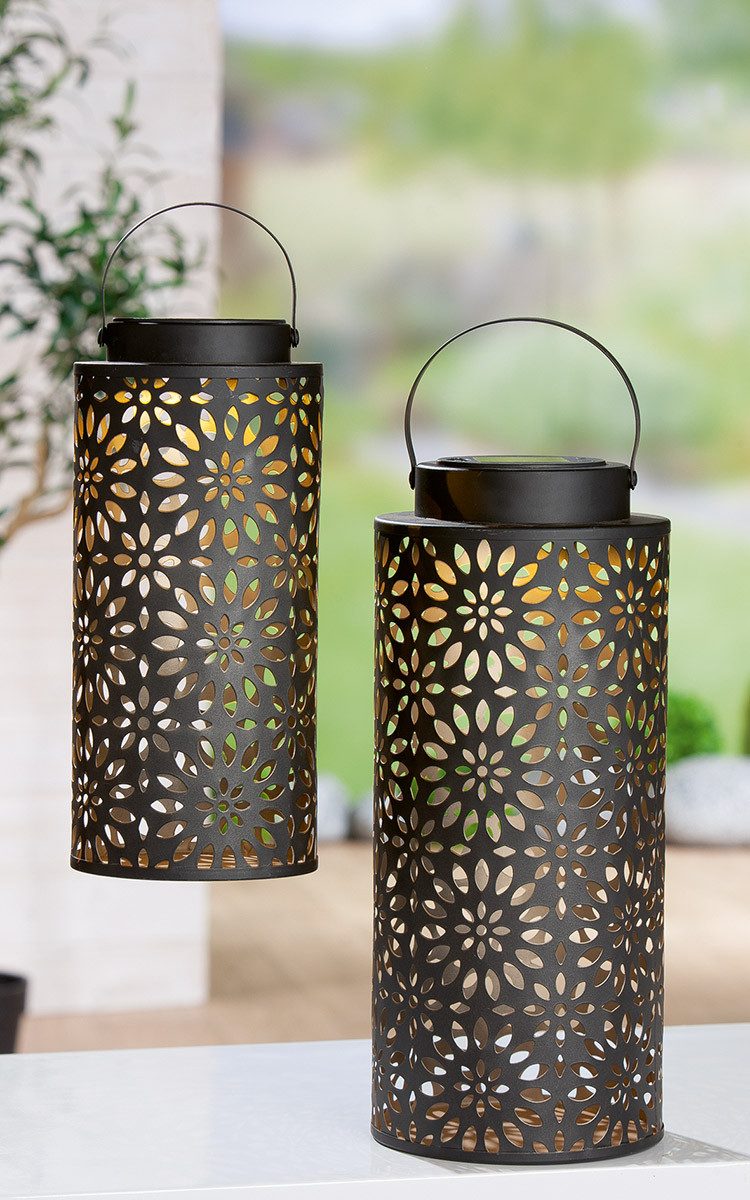 GILDE Windlicht Windlicht (Solar) zylindrisch „Florale“