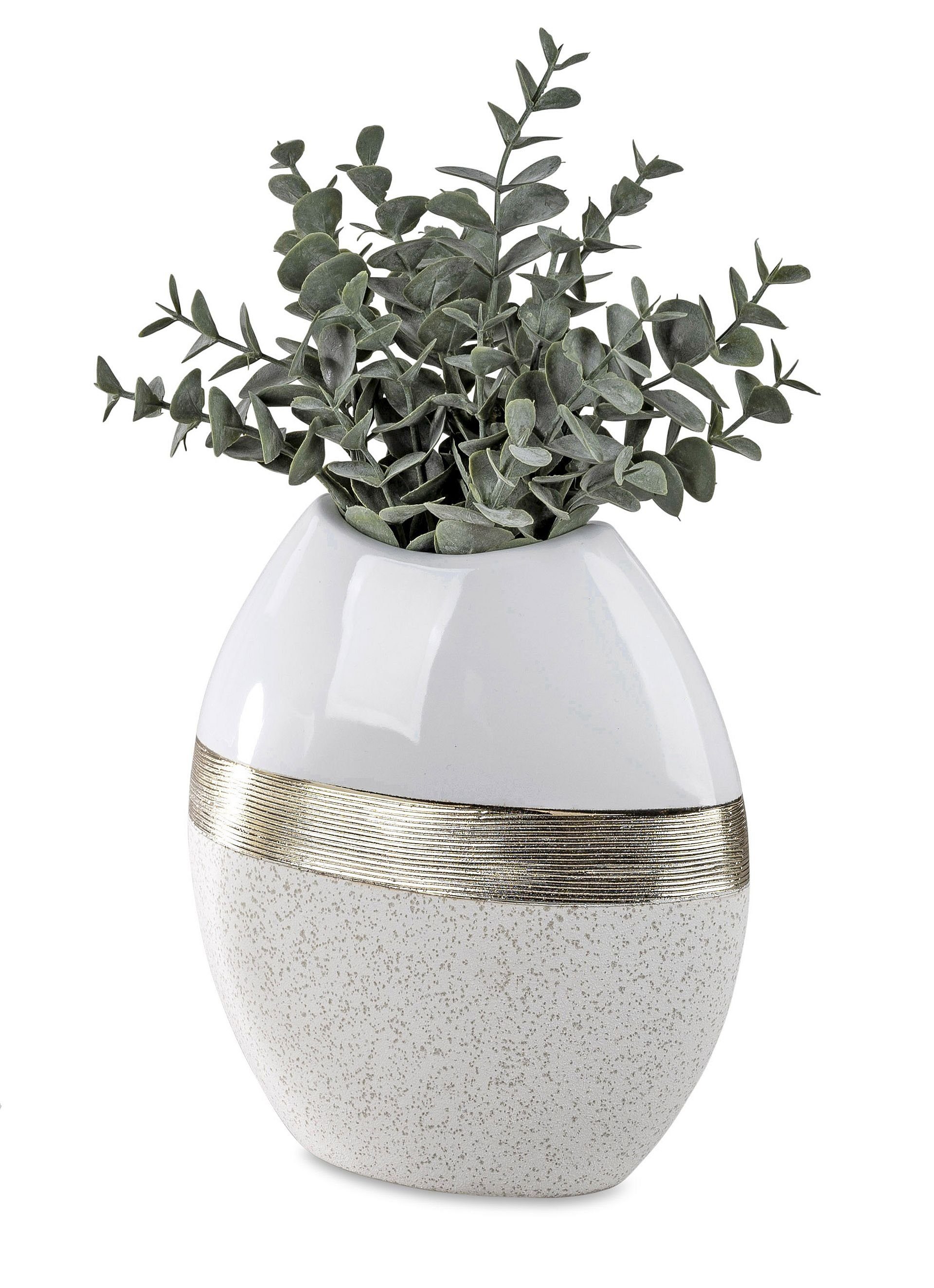 formano Dekovase Vase Tischvase Weiß Cremeweiß mit Goldband in 3 Größen wäh günstig online kaufen