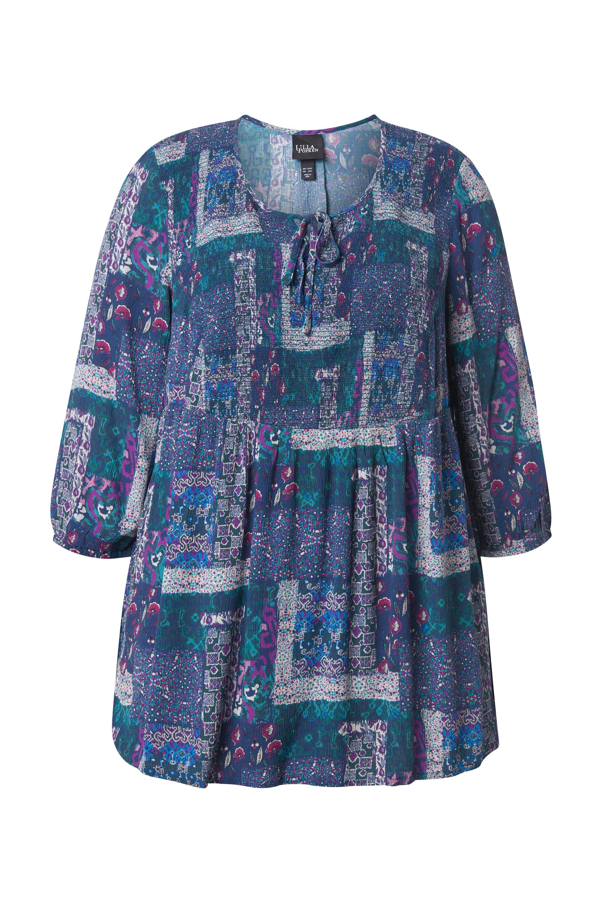 Ulla Popken Tunika Smokbluse Patchlook A-Linie günstig online kaufen