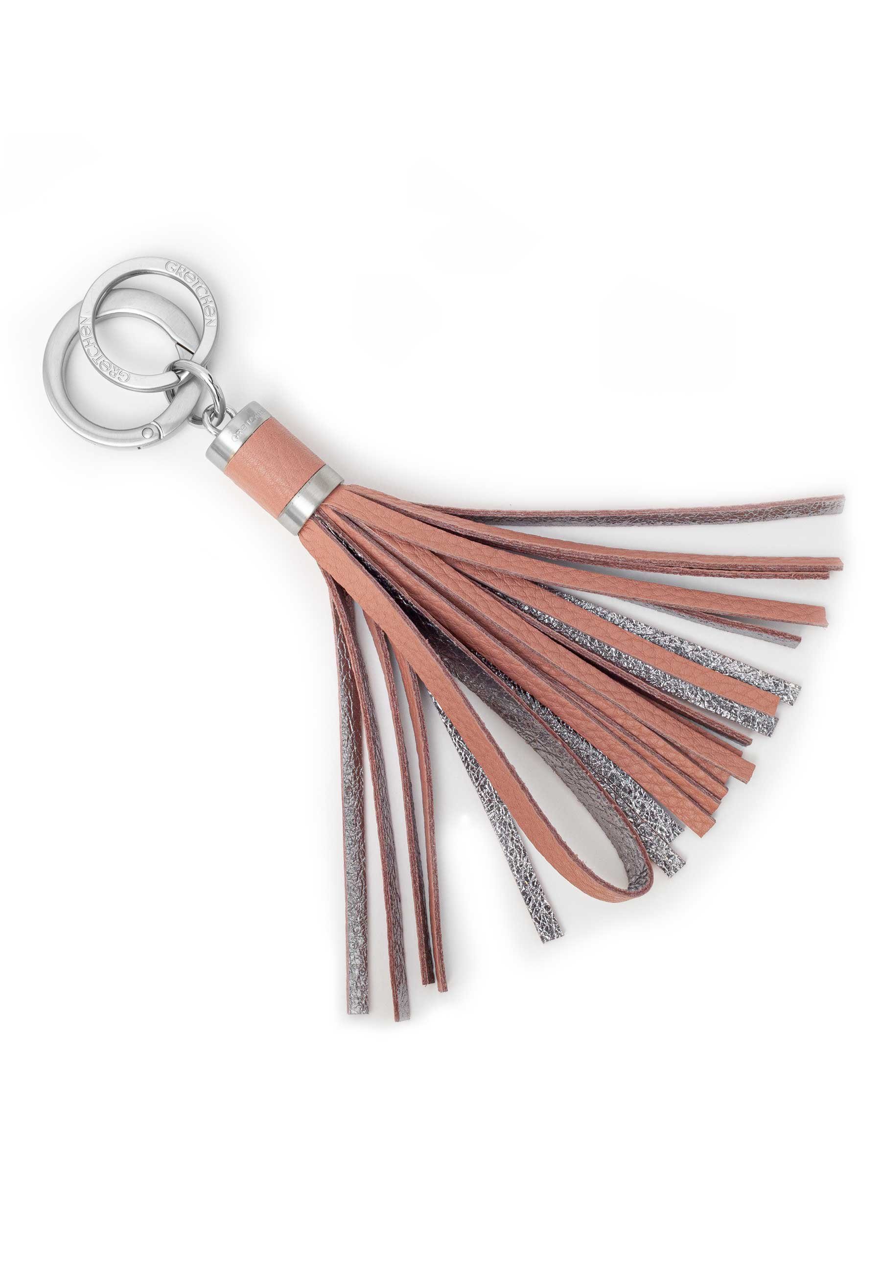 GRETCHEN Schlüsselanhänger Tassel Keyring, aus italienischem Kalbsleder rosa-silberfarben | Schlüsselanhänger