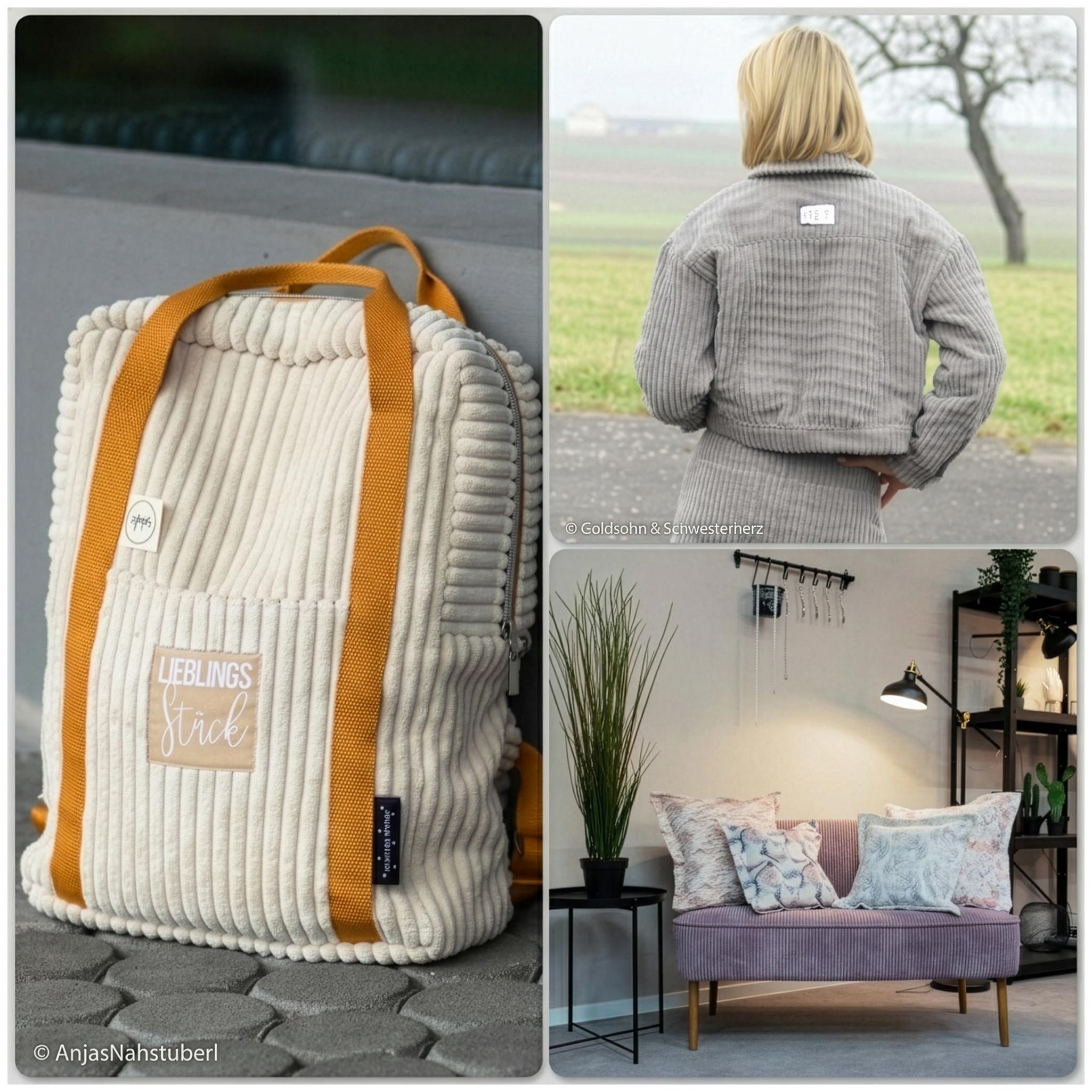 maDDma Stoff Breitcord Wanja Swafing Samt-Cord Martindale >90.000 Polsterstoff, grau – Bild 5 von 5