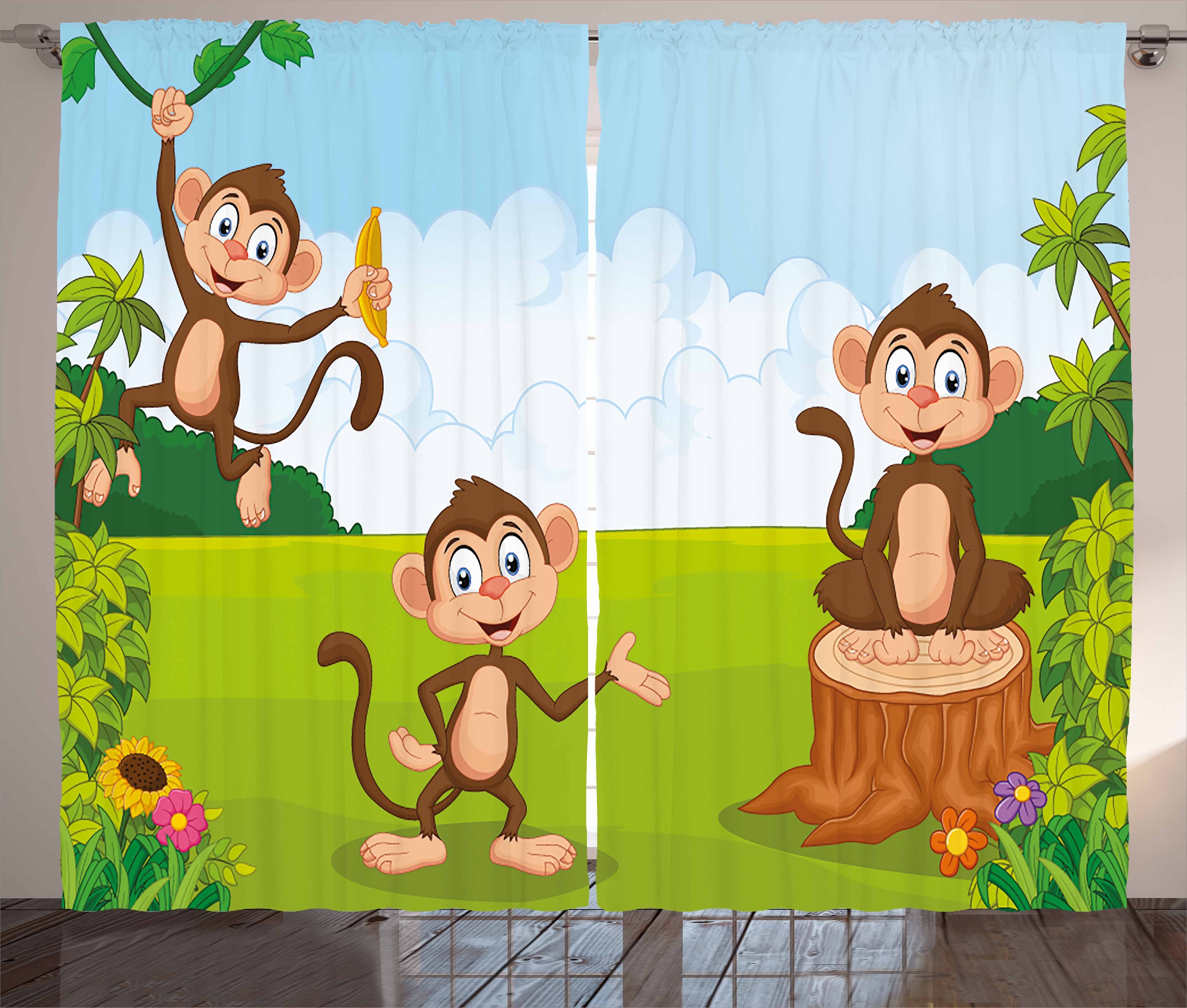 Kindergarten Abakuhaus, mit Kräuselband Safari Vorhang Schlafzimmer Haken, und Monkeys Schlaufen Gardine 3