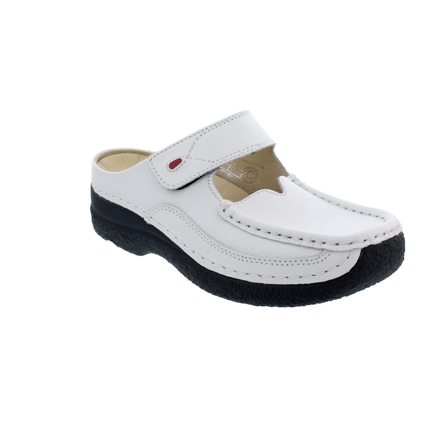 WOLKY Wolky Roll-Slipper Clog, Printed Leather, White, 0622770-100 Clog