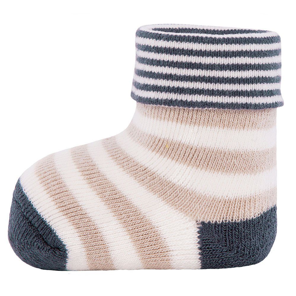 Ewers Socken Newborn Socken Uni/Ringel kiesel-grau (6-Paar)