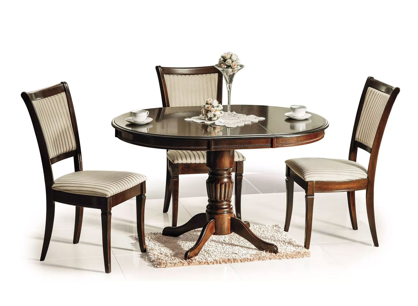 Feldmann-Wohnen Esstisch Margo (Tischplatte ausziehbar bis zu 125cm, 1-St., moderner Landhausstil, Gestell aus Massivholz), 90-125x90x75cm Nussbaum dunkel ausziehbar