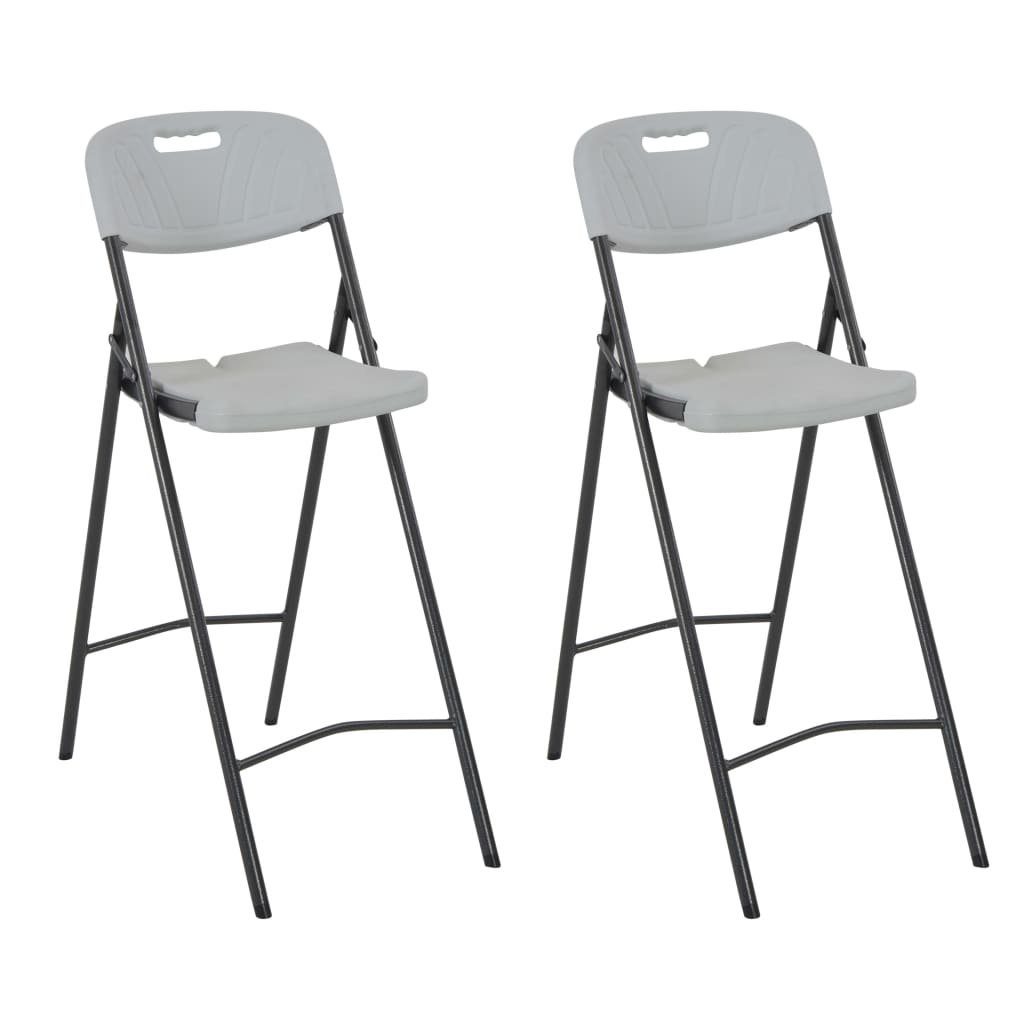 Barhocker Klappbare Barstühle 2 Stk. HDPE und Stahl Weiß
