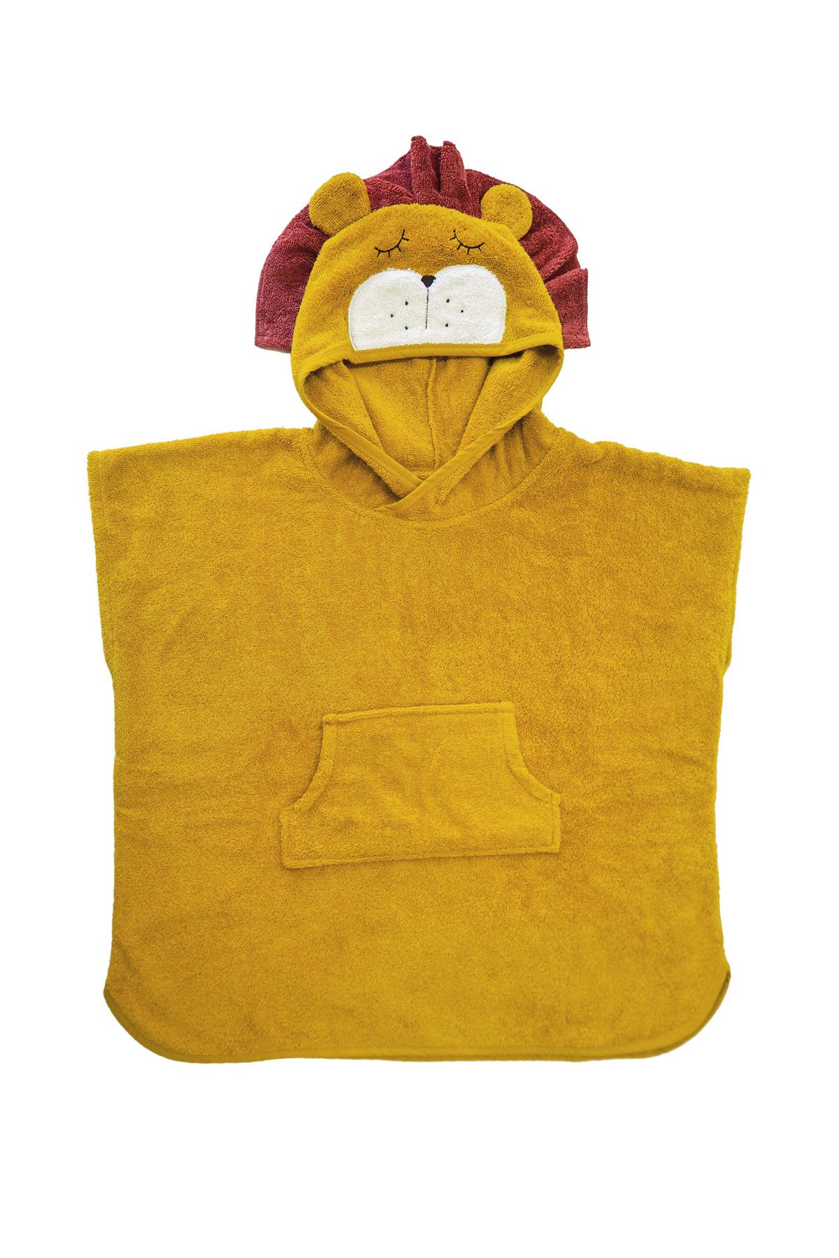 kikadu Badeponcho Poncho Löwe Mustard, kuschelig weich Bio-Baumwolle