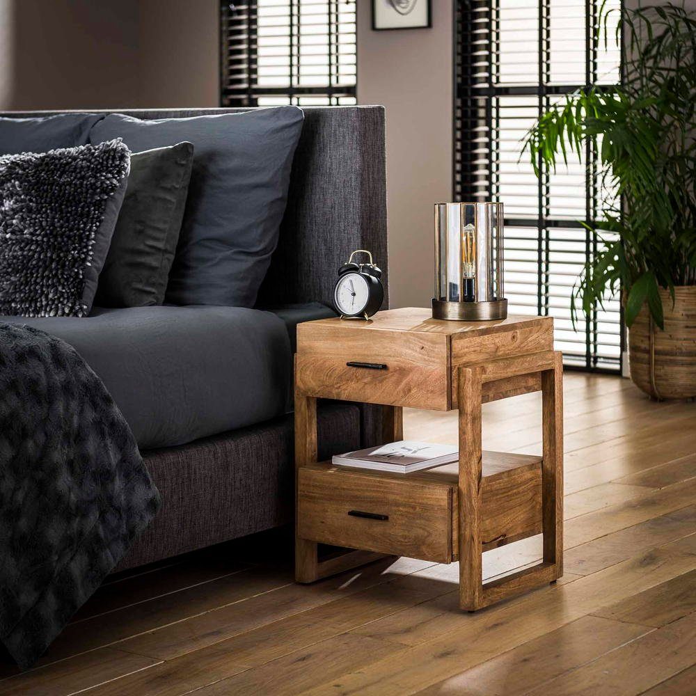 Möbel mit Inoa RINGO-Living in, 2 Nachttisch Massivholz Schubladen Beistelltisch