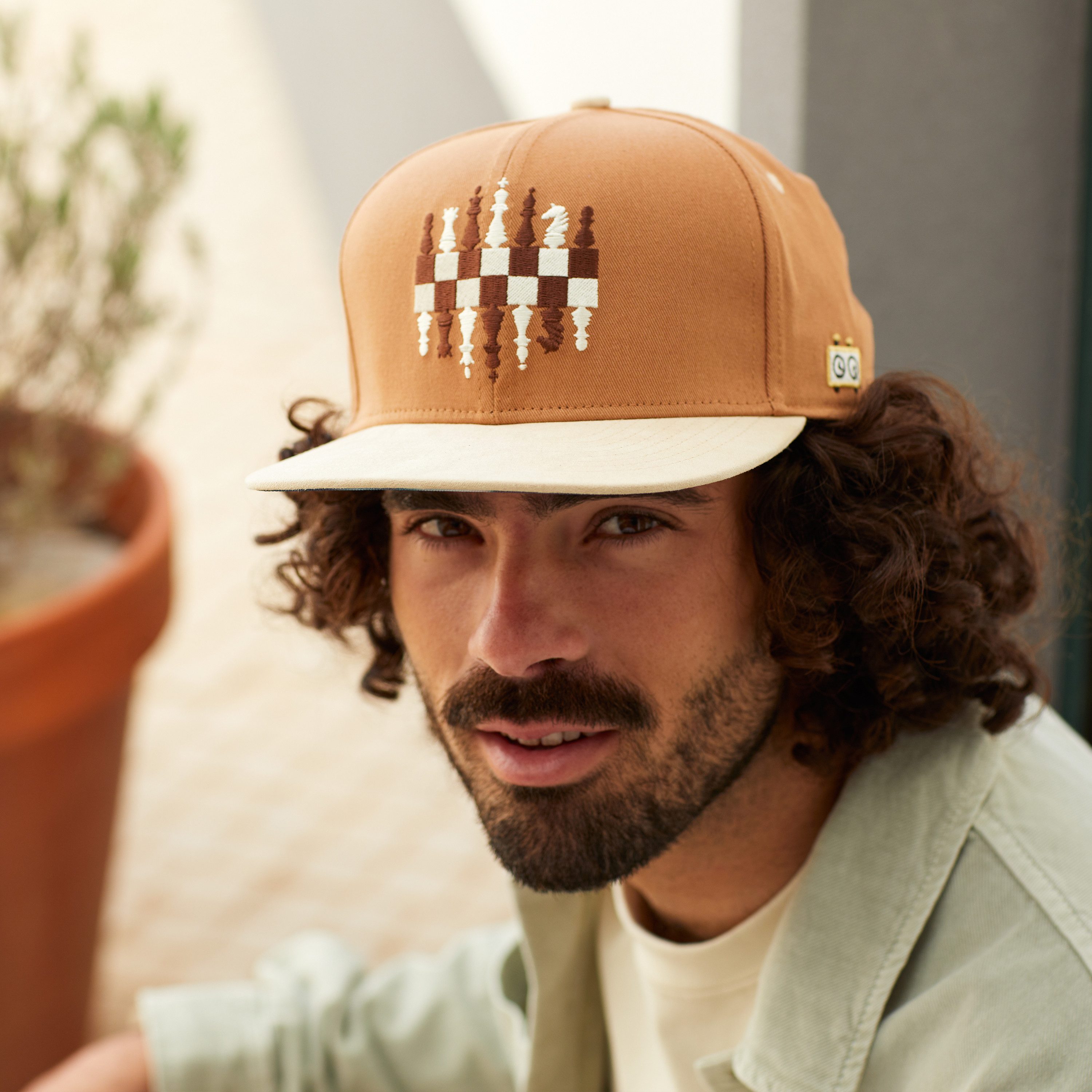 Cadency Snapback Cap Schach Basecap mit geradem Schirm, Unisex, Hellbraun, Größenverstellbar
