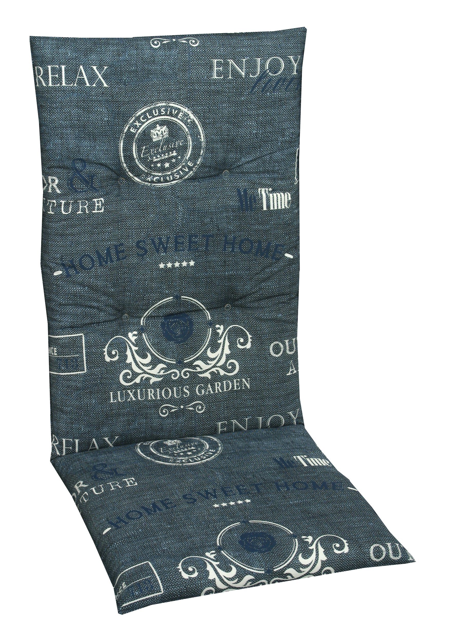 GO-DE Hochlehnerauflage 15225 blau Gartenstuhl Auflagen günstig online kaufen