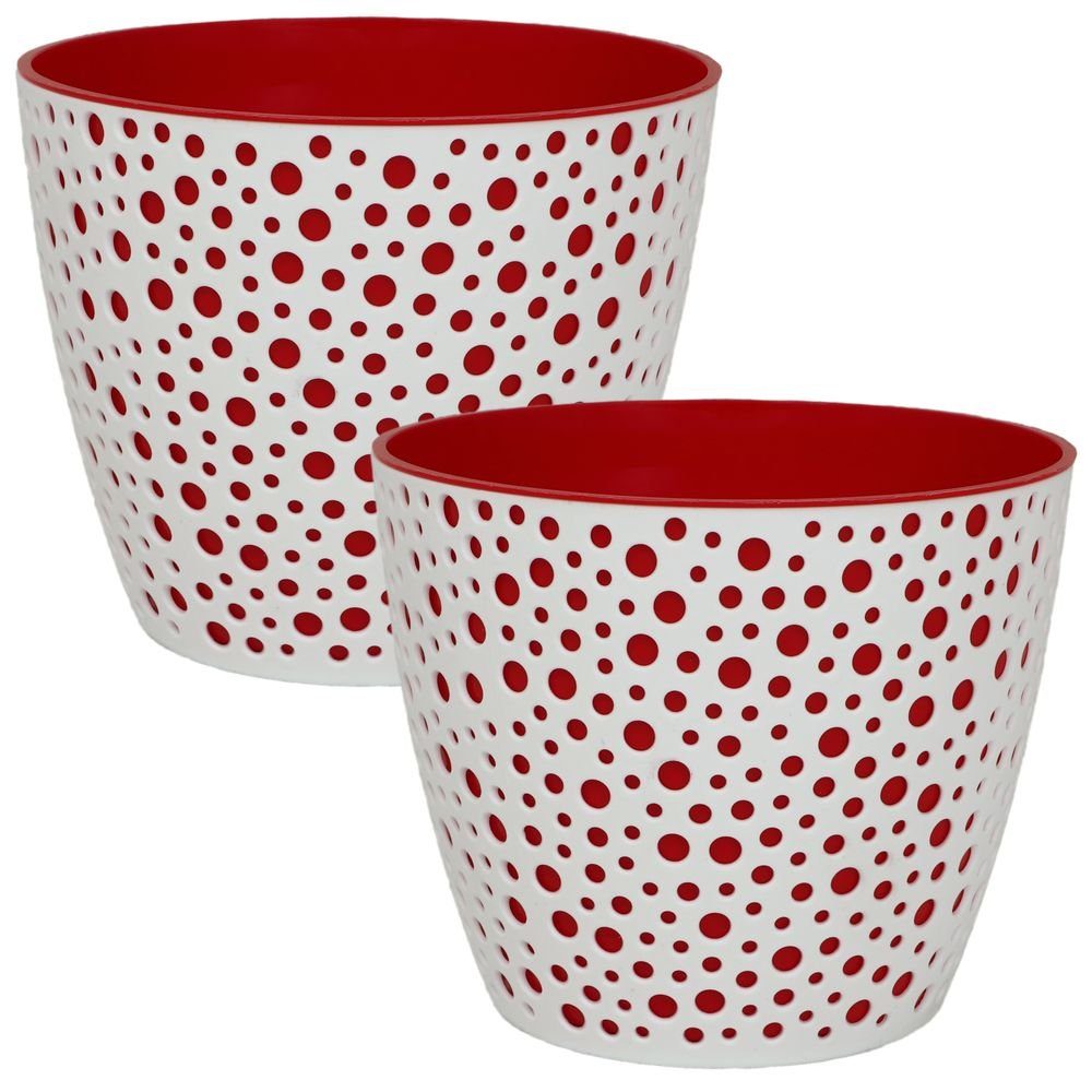 Heimwerkercenter Übertopf MePla - 2 Stück Übertopf VERO -ø11cm - weiss/rot günstig online kaufen